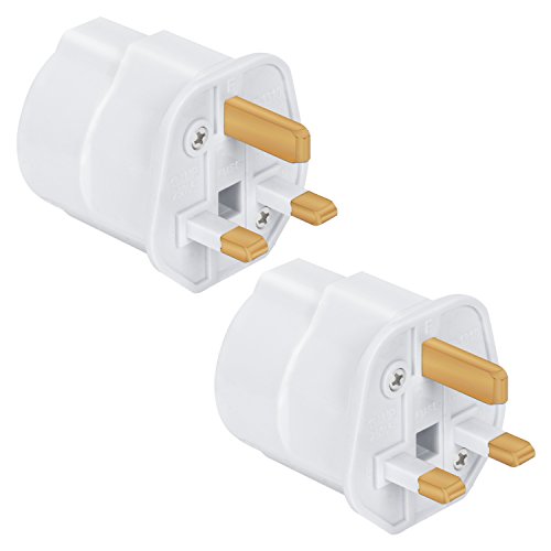 Incutex 2X adaptadores de Viaje UK, GB, Inglaterra Schuko, 2 Patas Europa hacia 3 Patas RU, Blanco