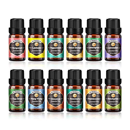 Innoo Tech Aceites Esenciales para Humidificador, Eucalipto, Bergamota, Lavanda, Limón, Incienso, Dolve de Naranja, Menta, Ylang-yang, etc (12 * 10ml)