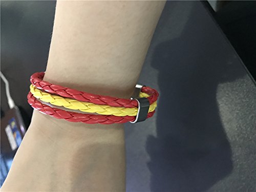 Interesting® 1 Paquete de Joyas Personalizadas Brazalete de Cuero Trenzado Nacional España Banderas Pulseras