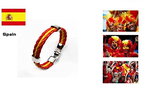 Interesting® 1 Paquete de Joyas Personalizadas Brazalete de Cuero Trenzado Nacional España Banderas Pulseras