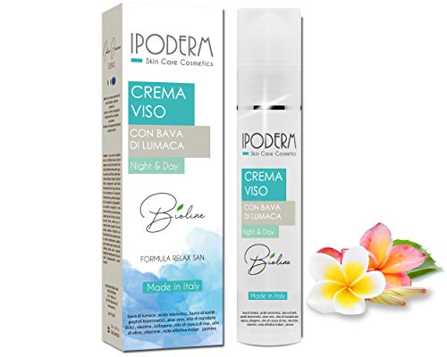 Ipoderm BIO crema facial de baba de caracol 50 ml, ácido hialurónico, manteca de karité, péptidos biomiméticos, aceite de almendras dulces, aloe vera