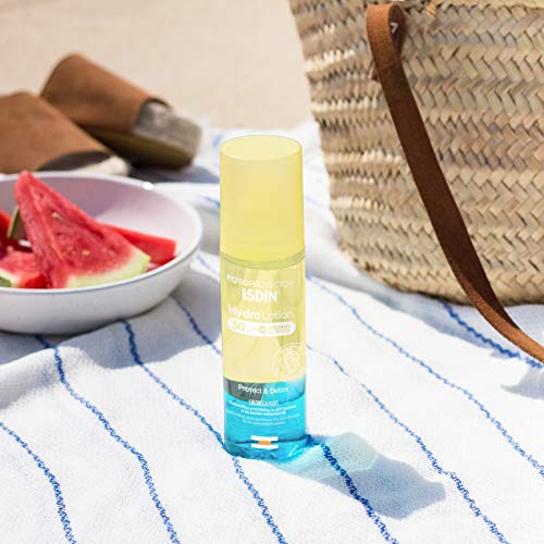 ISDIN Fusion Water Fotoprotector Facial SPF 50, de Fase Acuosa para Uso Diario, Textura Ultra Ligera + Fotoprotector ISDIN HydroLotion SPF 50 | PROTECT & DETOX | Hidratante, Piel radiante | 200 ml