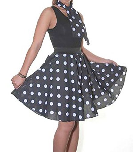 Islander Fashions Womens Polka Dot Printed Skirt 18 Pulgadas Ladies Fancy Hen Night Party Wear Falda Negro Blanco Peque�o/Medio