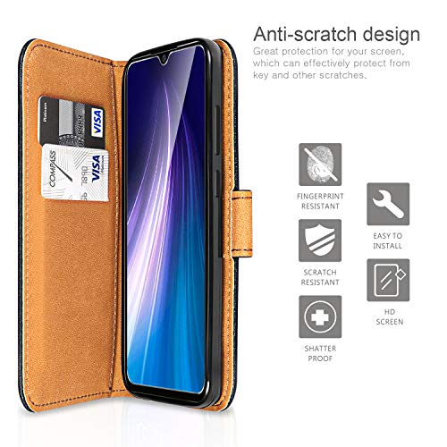 ivencase Funda Xiaomi Redmi Note 8 + Protector de Pantalla, Xiaomi Redmi Note 8 Libro Caso Cubierta la Tapa magnética Protector de Billetera Cuero de la PU Carcasa para Xiaomi Redmi Note 8 - Negro