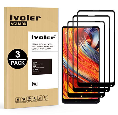 ivoler [3 Unidades] Protector de Pantalla para Xiaomi Mi Mix 2 / Xiaomi Mi Mix 2S, [Cobertura Completa] Cristal Vidrio Templado Premium, [Dureza 9H] [Anti-Arañazos] [Sin Burbujas]