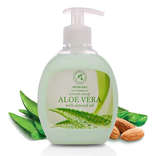 Jabón Crema Aloe Vera con Aceite de Almendras 3x300ml - Jabón cosmético líquido para manos - Para el cuerpo - Para la cara - Piel - Nutre y limpia suavemente la piel - Jabón hidratante