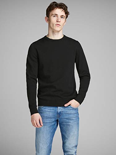 Jack & Jones Jjebasic Knit Crew Neck Noos suéter, Negro (Navy Blazer), Large para Hombre