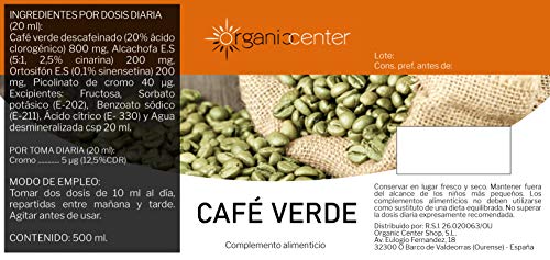 Jarabe Café Verde - Suplemento dietético Quemagrasas y diurético (500 ml)