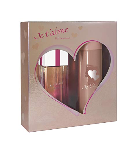 JE T'AIME PASSIONNEMENT • Caja para mujer • Eau de Parfum 100 ml + Desodorante 150 ml • Vaporizador • Spray • Perfume para mujer • Regalo• EVAFLORPARIS