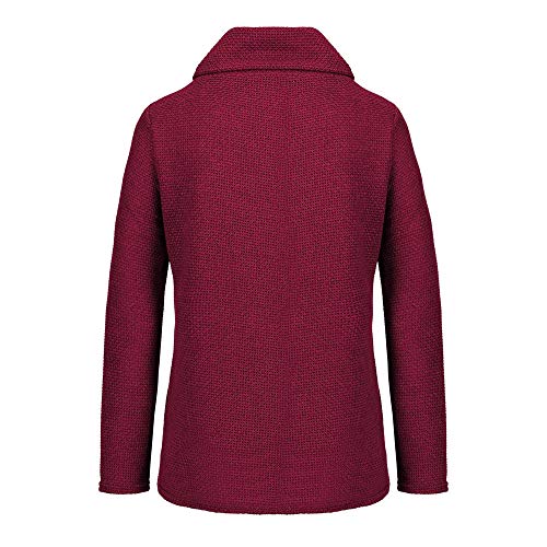 Jerseys De Punto para Mujer Cuello de Tortuga Manga Larga Suelto Prendas de Punto Suéter Irregular Jerséis Collar de la Pila Tops Cálido Otoño Invierno riou (z-Wine Red, S)