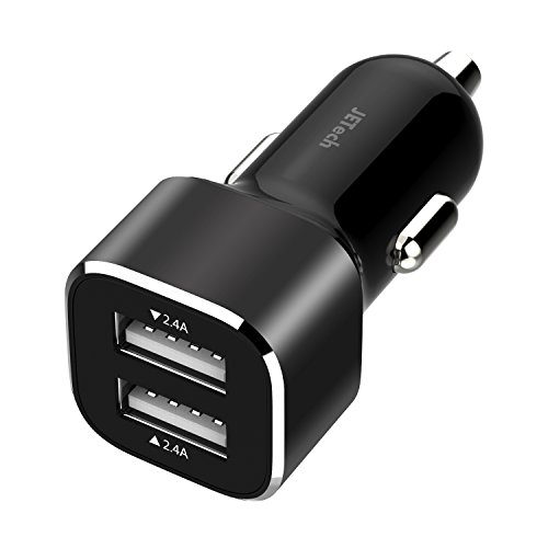 JETech USB Cargador de Coche 24W 4.8A Doble Puerto, Negro