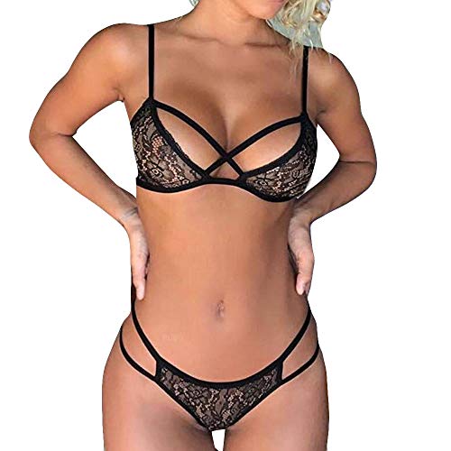 JiaMeng Lencería sexy Mujer Babydoll erotico Mujer Perfume Bragas Conjunto Sexy de Encaje Pijamas Lencería Sexy Ropa Interior sin Mangas