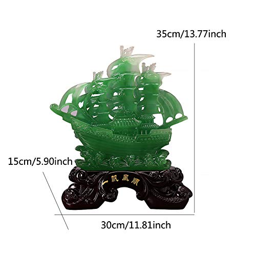 J.Mmiyi Feng Shui Decoracion Estatua Dragón Velero Riqueza Prosperity Estatuas Adornos Decoración, Regalo De Apertura De Negocios De Oficina,Verde