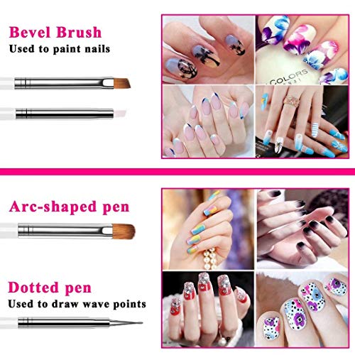 JOYLULY Nail Art Kit Set de cepillos de uñas Herramientas de puntos con decoración de gemas