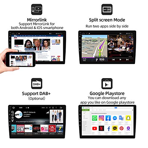 JOYX 10.1 Pulgada | Android 10.0 Doble DIN Autoradio Estéreo Universal Coche Navegación | Cámara Trasera Gratis | 2G+32G | Soporte Dab Volante Bluetooth GPS WiFi 4G 1080P Video Mirror Link Carplay