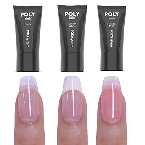 Juego de gel acrílico 4 – Sistema Dual Tip con uñas – Juego de gel UV LED – Gel acrílico transparente – Gel acrílico rosa natural – Gel acrílico super blanco – Juego de iniciación de uñas