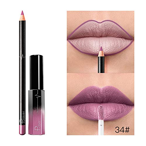 JUTOO 36 color lip lip set delineador de labiosLong Last Lápiz labial Impermeable Mate Líquido Brillante Perfilador de labios Perfilador de cosméticos Set