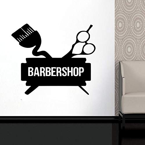 JXWH 63x57cm Barber Shop Window Decal Male Trendy Vinyl Sticker Hombres Facial Salon Hair Salon Decoración de la Pared Mural