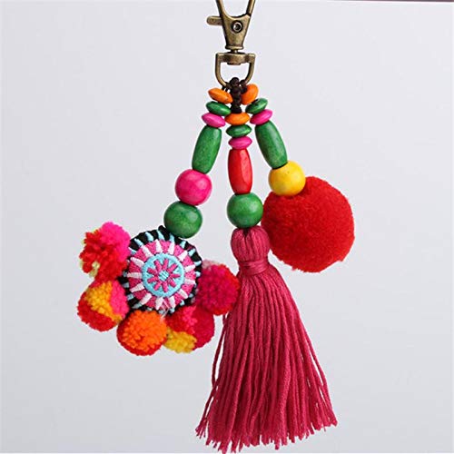 Kanggest.Llavero de Borla con Pom Pom Llavero Boho Charm Llavero Hogar Accesorios Hechos a Mano de Moda para Las Mujeres Bolso/Bolsa/Coche Colgante decoración Colorida