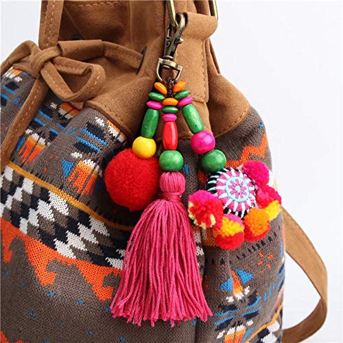 Kanggest.Llavero de Borla con Pom Pom Llavero Boho Charm Llavero Hogar Accesorios Hechos a Mano de Moda para Las Mujeres Bolso/Bolsa/Coche Colgante decoración Colorida