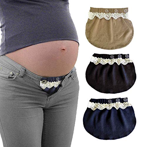 kangyh Cinturón para el Vientre Combo Maternity Belly Band Pantalones elásticos Ajustables Mujeres Embarazadas Solución para Embarazadas