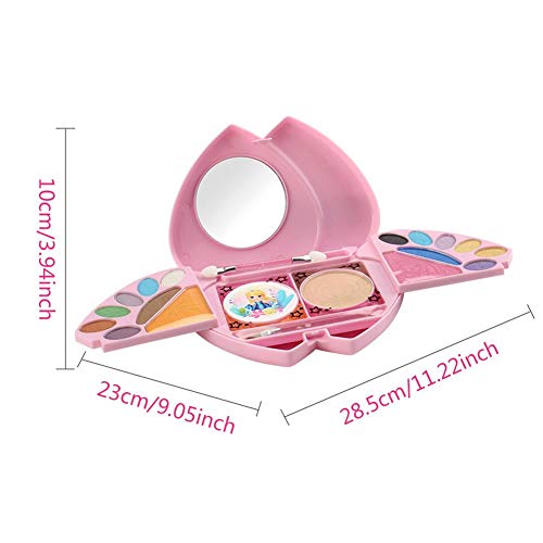 Kapokilly Juego De Maquillaje para Niñas De 24 Piezas, Juegos De Estuches Cosméticos Juguetes Tóxicos Mi Primer Juego De Maquillaje Paleta De Maquillaje Plegable con Espejo