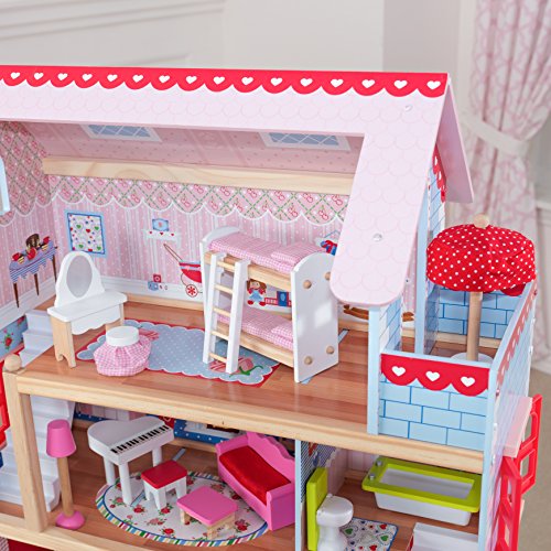 KidKraft-Chelsea Casa madera con muebles y accesorios incluidos, 3 pisos, para muñecas de 30 cm, multicolor, (65054)