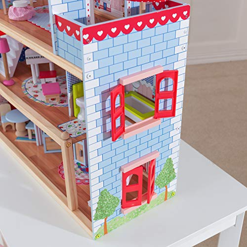 KidKraft-Chelsea Casa madera con muebles y accesorios incluidos, 3 pisos, para muñecas de 30 cm, multicolor, (65054)