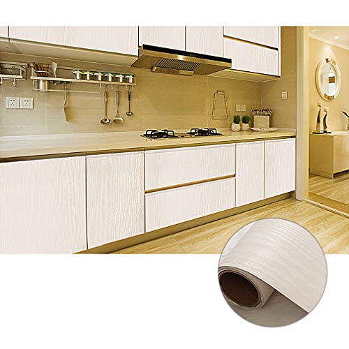 KINLO Papel Adhesivo Pintado Impermeable con la Imagen de Madera Pegatina de PVC para Decorar y Proteger Pegatina para Muebles Cocina Baño a Prueba de Agua de Moho 0.61*5M per Rollo