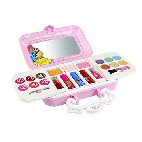 Kitabetty Juguete De Maquillaje, 23 Piezas De Princesa Disney, Kit De Maquillaje Para Niñas Con Espejo Lavable Y No Tóxico | Maquillaje Princesa Real Con Estuche | Regalo Ideal Para Niños.