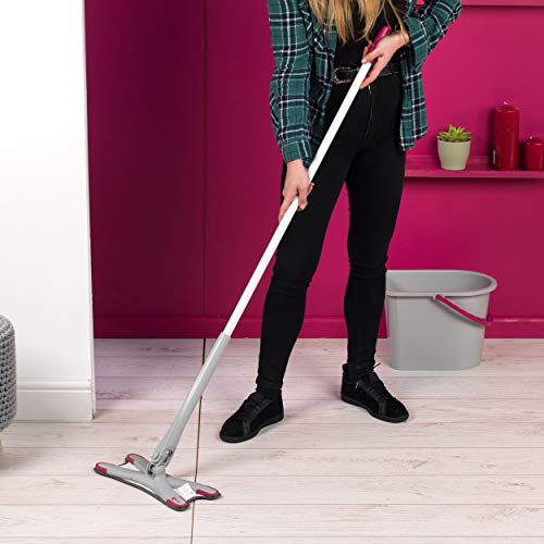 Kleeneze KL062475EU Extendable Self-Wringing, Grey/Pink, Rosa/Gris, X- Shape Twist Mop