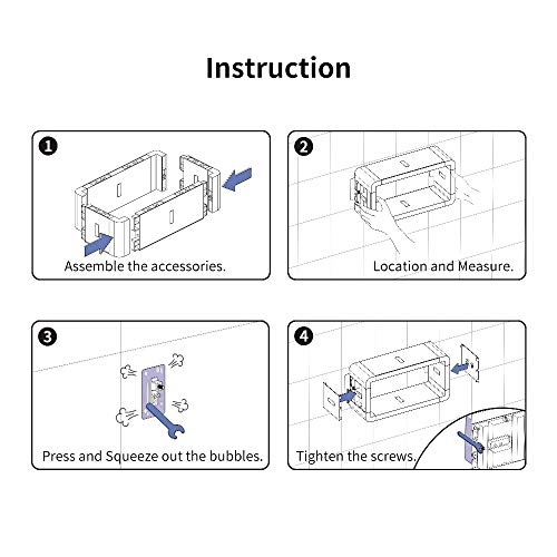 KUNGYO Baldas Flotantes Rectangular Montaje en La Pared - Estante de Pared de Baño de Succión de Plástico Blanco Carro de Ducha Autoadhesivo Sin Perforación para Cocina Dormitorio