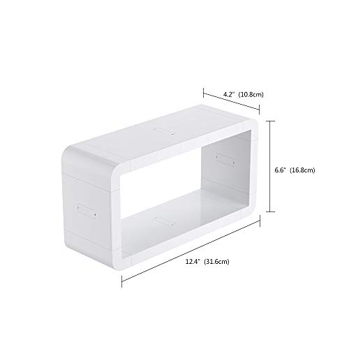 KUNGYO Baldas Flotantes Rectangular Montaje en La Pared - Estante de Pared de Baño de Succión de Plástico Blanco Carro de Ducha Autoadhesivo Sin Perforación para Cocina Dormitorio