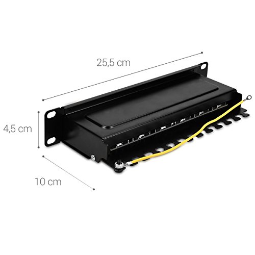 kwmobile Patchpanel Cat.6 conexión 12 Puertos - Panel de parcheo con Cable a Tierra - bahía de Entrada con Tornillos para Montaje