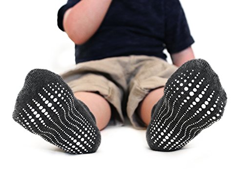 LA Active Tobillera Calcetines Antideslizantes - 6 Pares - para Bebé Niños Niñas Infantil Recién Nacido (Grayscale, 12-36 Meses)