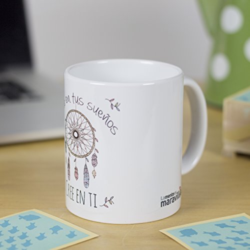 La mente es Maravillosa - Taza con Frase y Dibujo. Regalo Original y Gracioso (Cree en Tus sueños, Cree en ti) Taza Diseño Atrapasueños