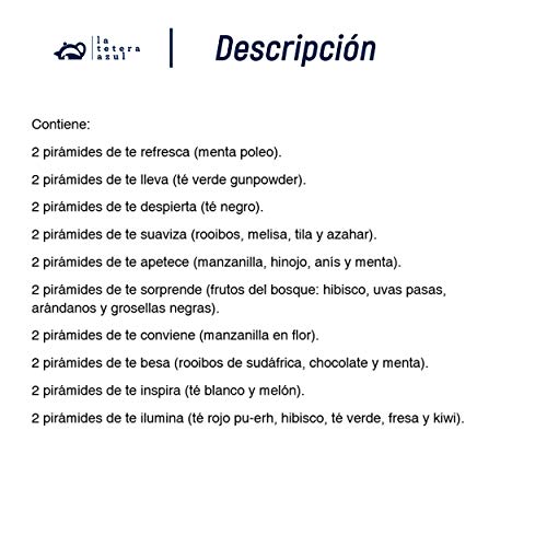 LA TETERA AZUL Pack De Tés E Infusiones. Surtido De Infusiones Variadas. Set De Infusiones Ideal Para Regalo. 20 Pirámides Envueltas Individualmente.