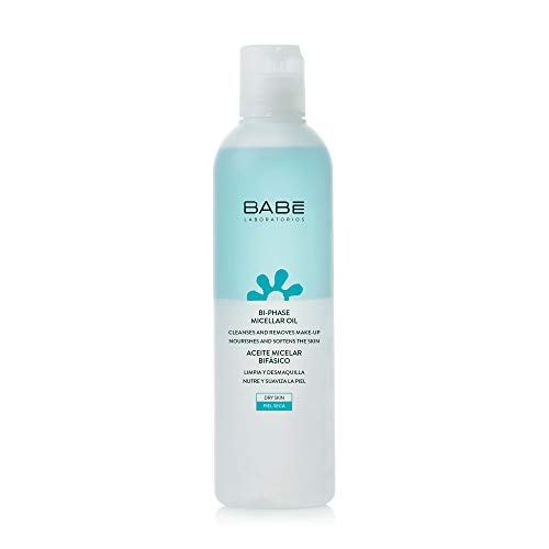 Laboratorios Babé - Aceite Micelar Bifásico 250 ml, Limpieza e Higiene Facial, Aceite Emoliente, Hidratante, Piel Seca y Sensible, Desmaquillante Waterproof, Agua Micelar, Desmaquillante