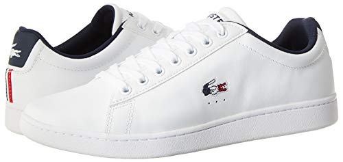 Lacoste Carnaby EVO TRI1 SMA, Zapatillas para Hombre, Blanco (Wht/Nvy/Red), 42.5 EU