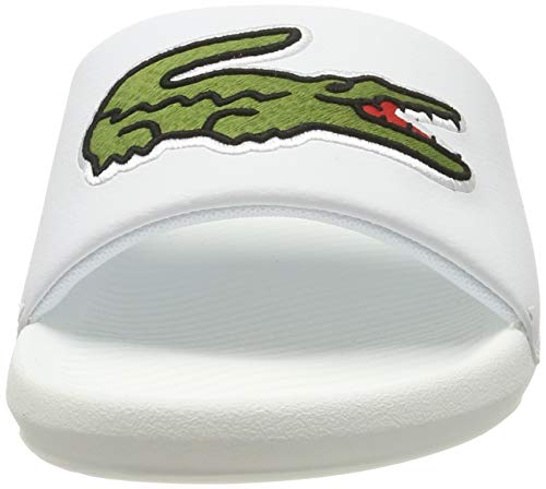 Lacoste Croco Slide 319 4 US CMA, Sandalias de Punta Descubierta para Hombre, Blanco (White/Green), 43 EU