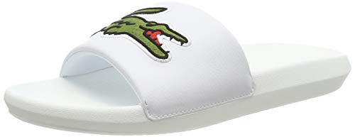 Lacoste Croco Slide 319 4 US CMA, Sandalias de Punta Descubierta para Hombre, Blanco (White/Green), 43 EU