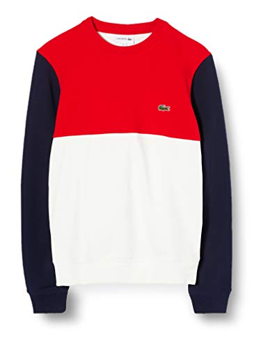 Lacoste Sh5185 Sudadera, Blanco (Farine/Rouge-Marine Avj), X-Small (Talla del Fabricante: 2) para Hombre