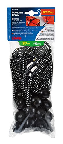 Lampa Negro Flexible elástica Bungee Bola Tied Pack de 20 200 mm de Largo