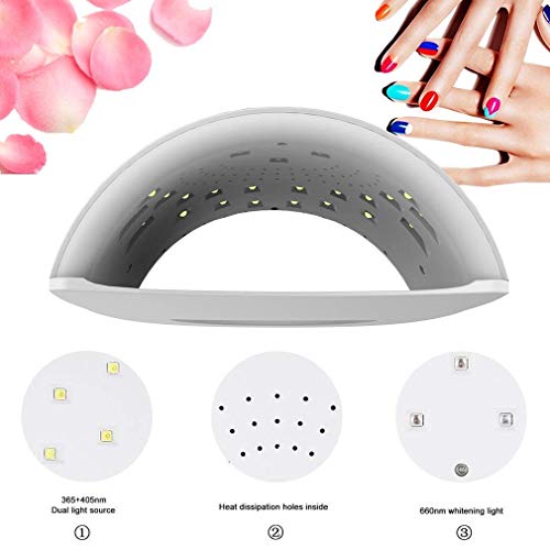 Lámpara LED Uñas Secador de Uñas 48W Lámpara UV LED Profesional Maquillaje Uñas para Gel con Temporizador Profesional de 30s, 60s y 99s con Sensor Inteligente de Mano Sin Ennegrecimiento