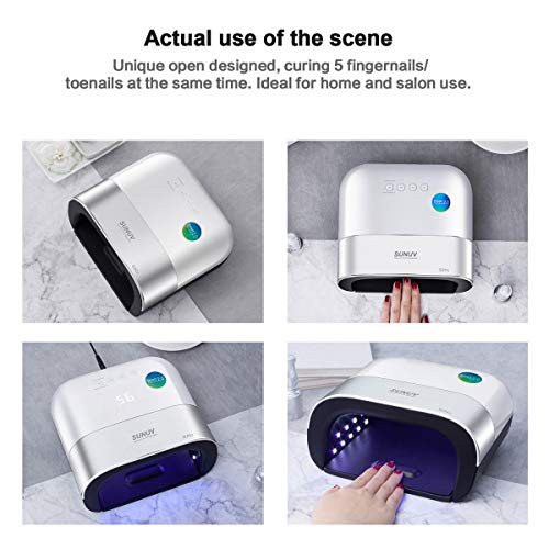 Lámpara Led UV Uñas Profesional, SUNUV Secador LED/UV Gel Esmalte de Uñas Curado Luz Máquina, Con Sensor Automático y Pantalla LCD en el Hogar y el Salón