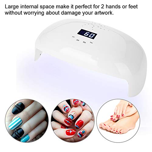 Lámpara Secador de Uñas, 78W Secador de Uñas, Lámpara de Uñas LED UV con 56 Luz y Sensor Automático y 4 Temporizador para 2 Manos Secado Rápido(Blanco)