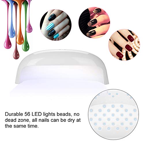 Lámpara Secador de Uñas, 78W Secador de Uñas, Lámpara de Uñas LED UV con 56 Luz y Sensor Automático y 4 Temporizador para 2 Manos Secado Rápido(Blanco)