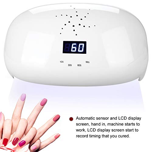 Lámpara Secador de Uñas, 78W Secador de Uñas, Lámpara de Uñas LED UV con 56 Luz y Sensor Automático y 4 Temporizador para 2 Manos Secado Rápido(Blanco)