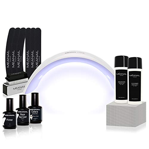 Lampara UV y LED 24W - Set Completo Secador de Uñas Gel Manicura y Pedicura - Kit Edition BASIC Design Icone con esmaltes semipermanentes, remover y cleaner - Cruelty free, Meanail Paris