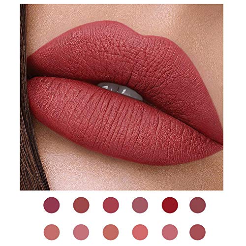 Lápiz labial líquido mate de 6 colores Sin desvanecimiento Impermeable y duradero Brillo labial antiadherente Natural Humectada Hermosa Herramienta de maquillaje de labios Estudiante Adulto Número